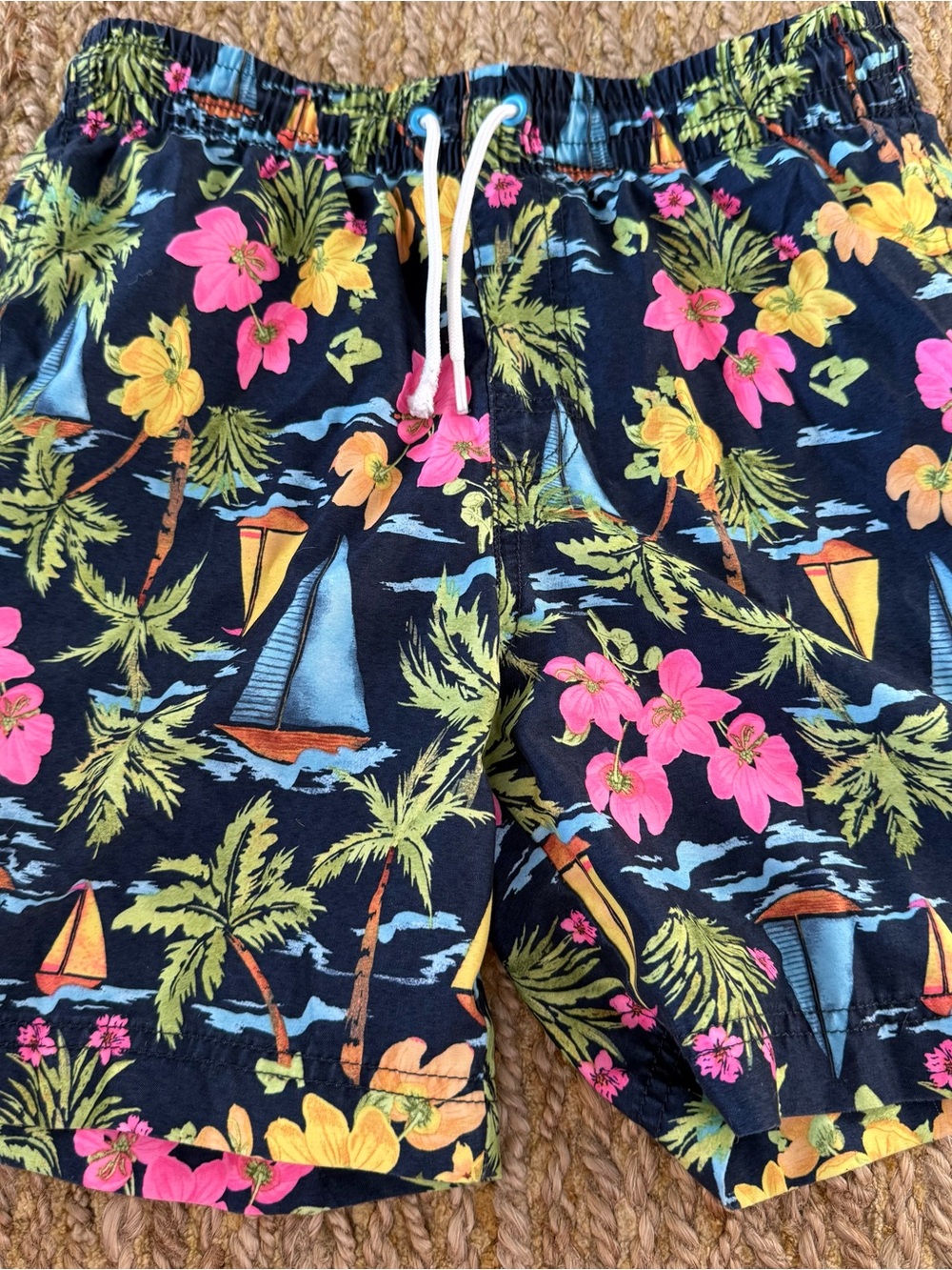 Old Navy Boys Tropical Drawstring Swim Trunks Size Xl (14/16)